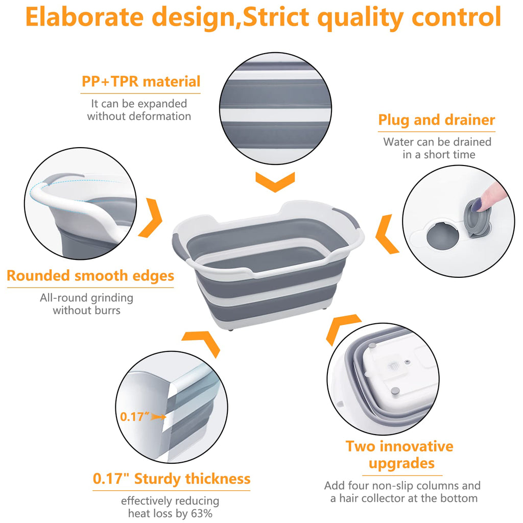 27L Collapsible Pet Bathtub with Drainage Hole E761330