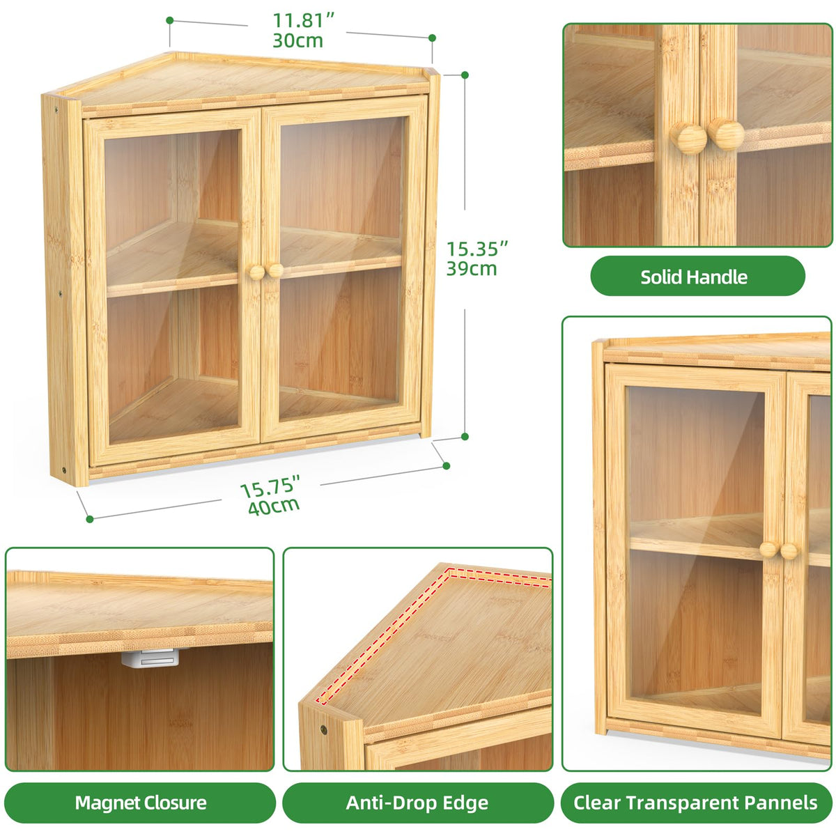 Double Layer Bamboo Bread Box with 2 Doors C38392