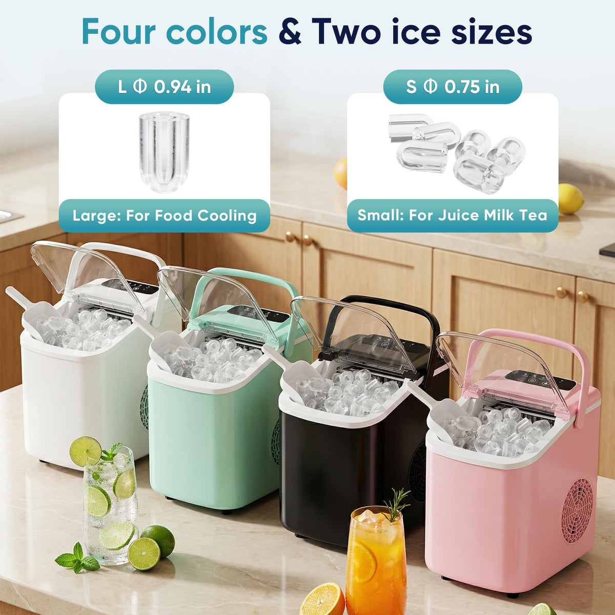 Countertop Ice Maker with Basket and Scoop, 26lbs Daily T535677