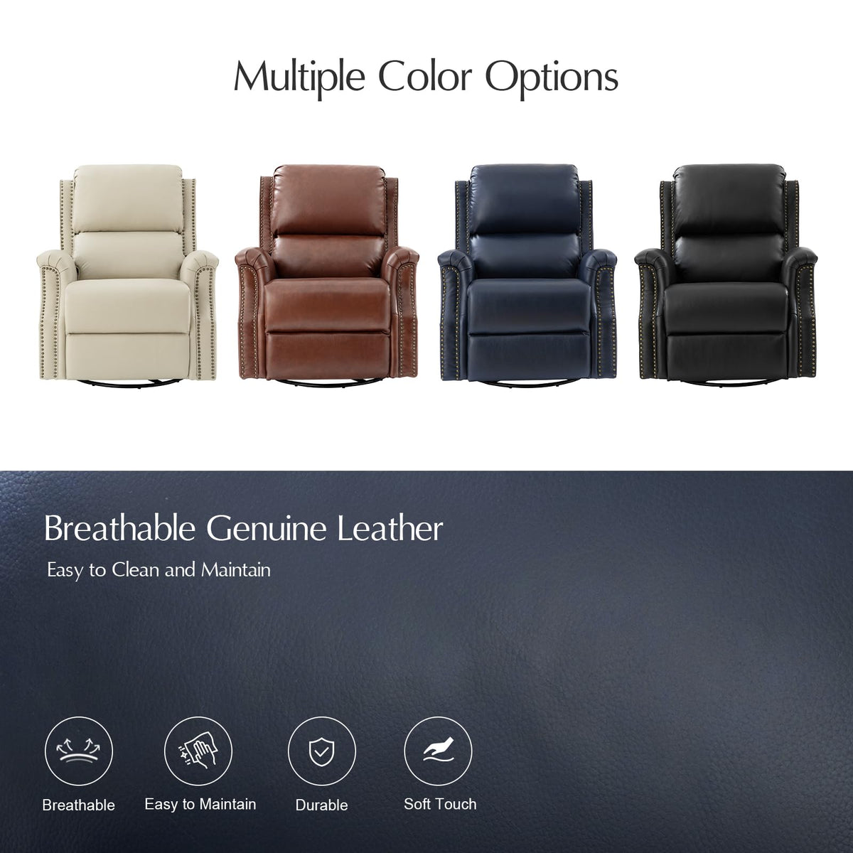 Navy Swivel Rocking Recliner X278