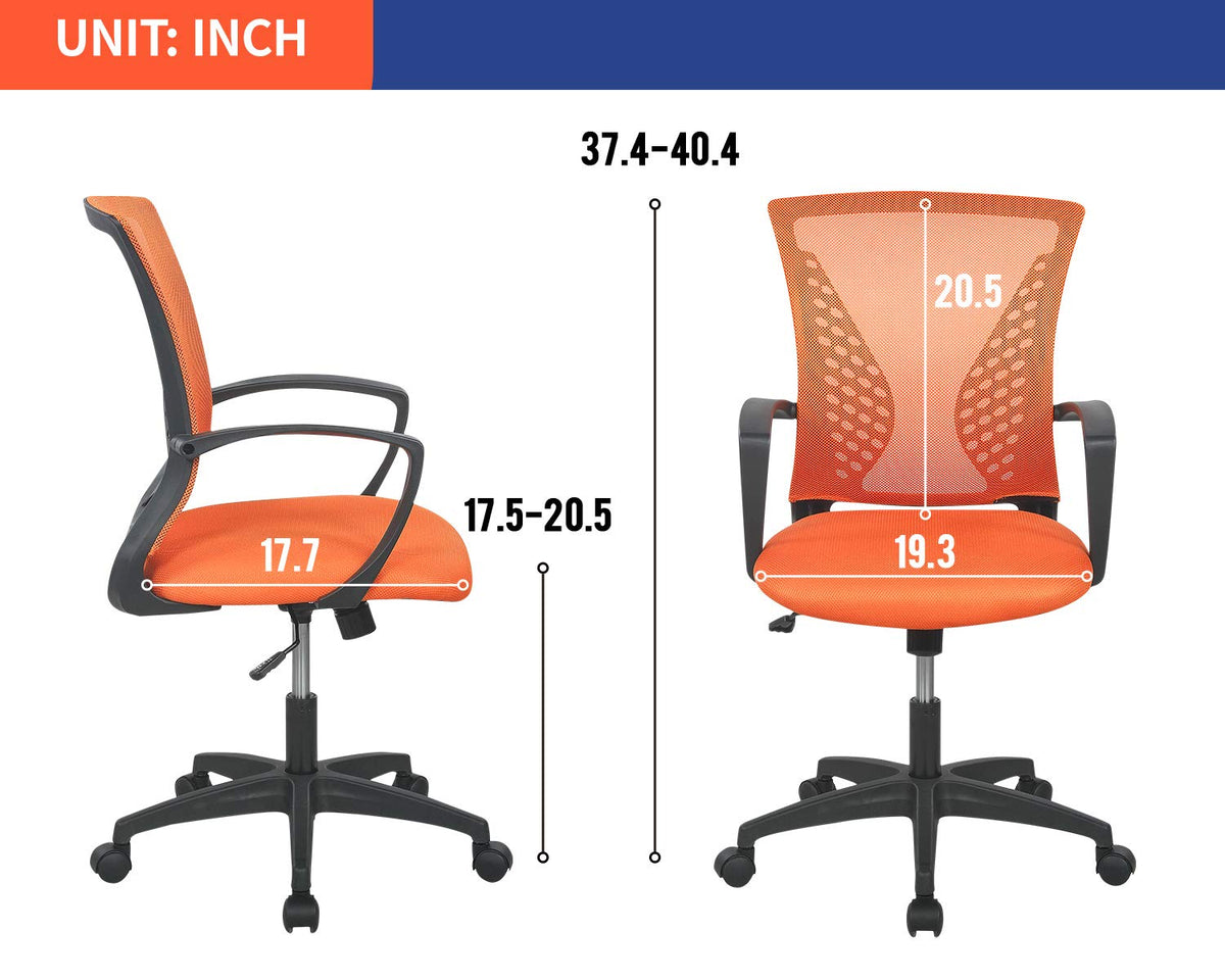 Ergonomic Mesh Mid Back Office Chair with Wheels and Lumbar Support X1111