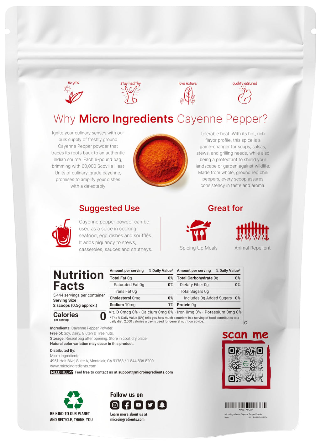Ground Cayenne Pepper Powder 6lbs 60,000 SHU P229530