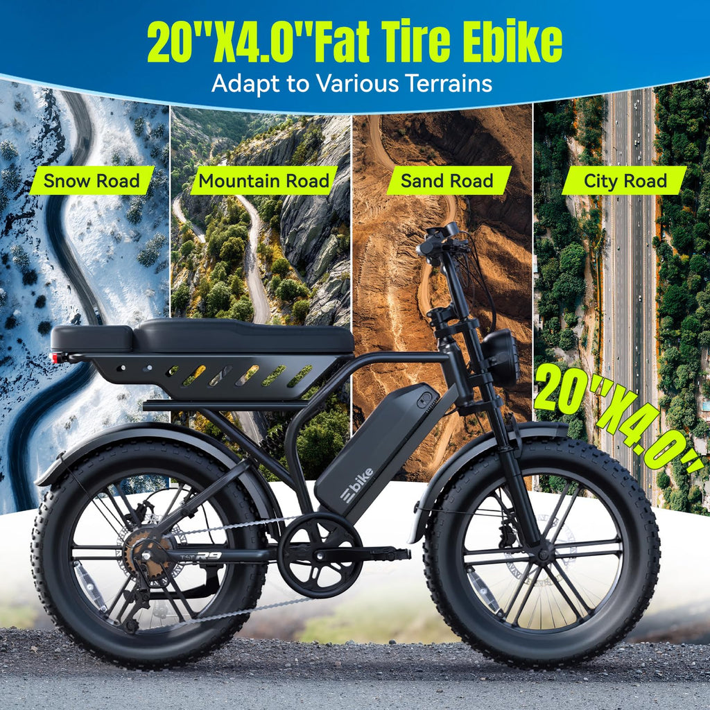 Electric Bike 48V 15Ah Battery 1500W Peak Motor 20 4.0 Fat Tire W39894