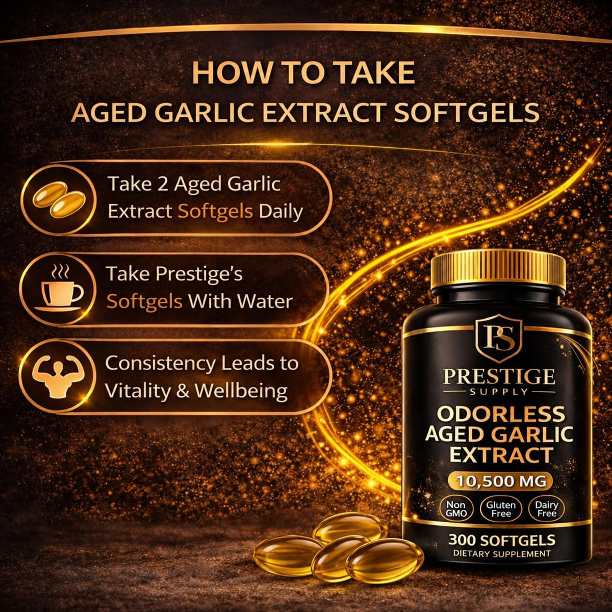 Aged Garlic Extract with Magnesium Chromium B1 & B9 300 Capsules U710