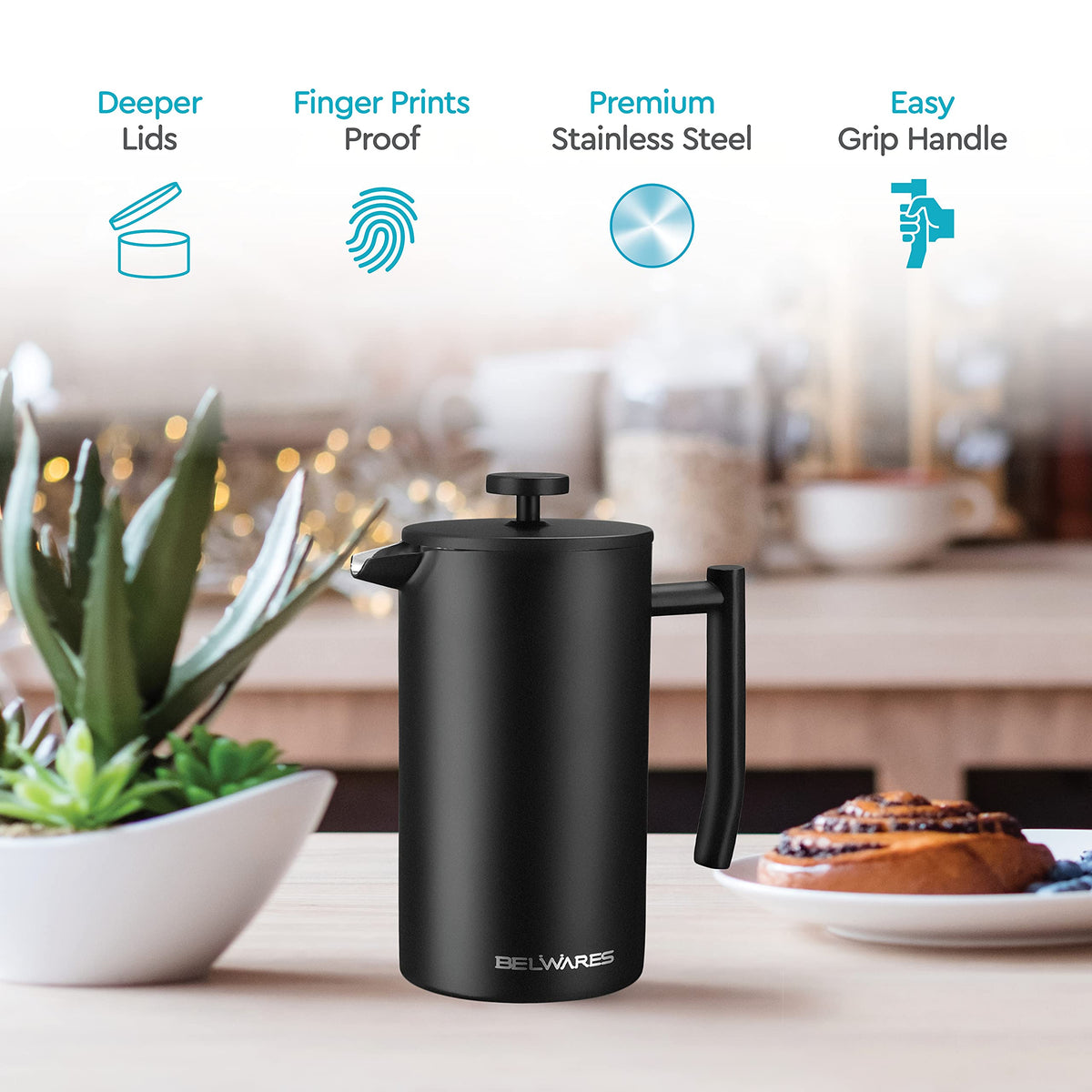 34oz Insulated Stainless Steel French Press M6964