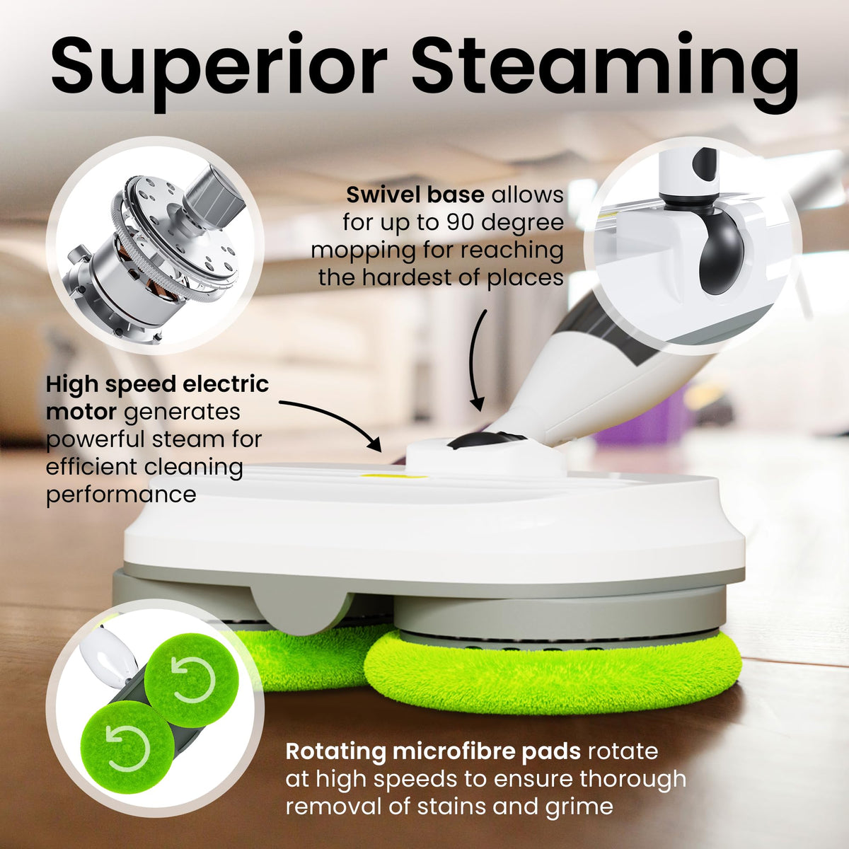 15-in-1 Electric Steam Mop with 3 Steam Modes K7453