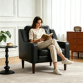 PU Leather Accent Chair Button-Tufted Upholstered Black X507299