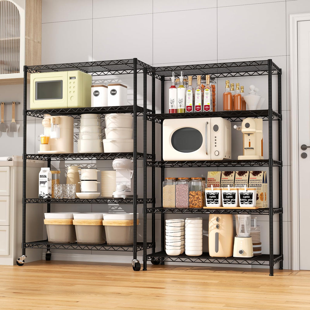 5-Tier Heavy Duty Metal Shelving Unit on Lockable Wheels K3329