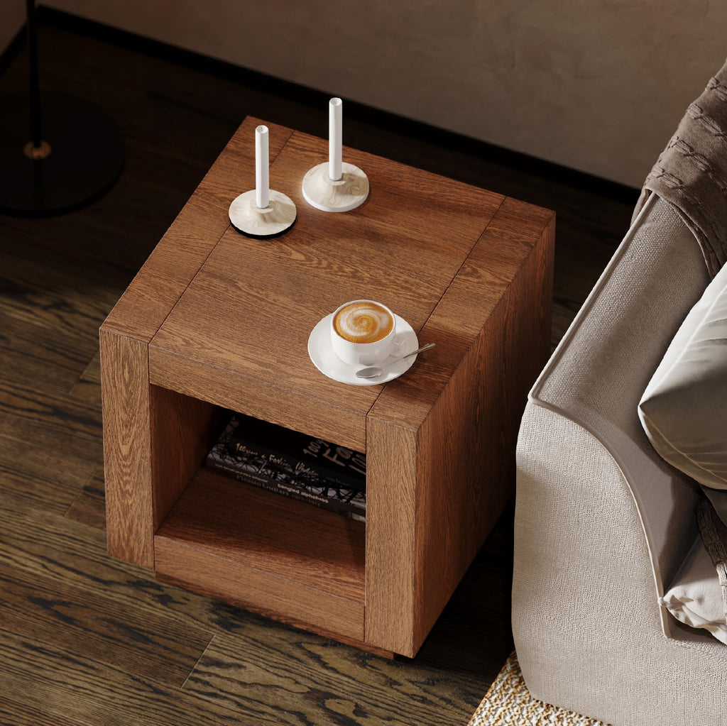Natural Square Side Table with Storage, Set of 2 H7805