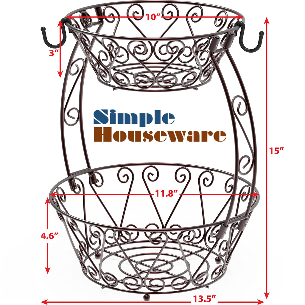 2-Tier Countertop Fruit Basket Bowl Storage E400762