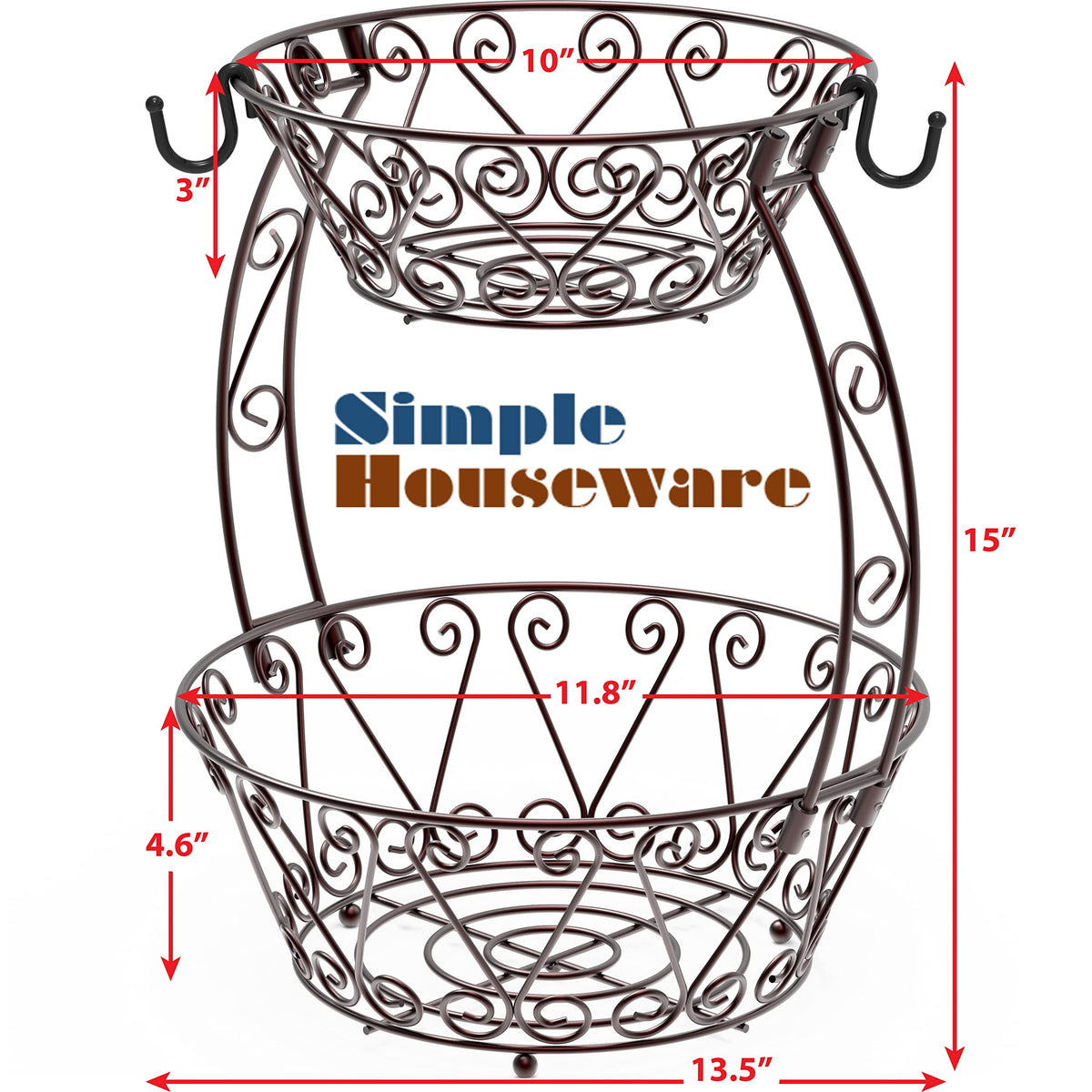 2-Tier Countertop Fruit Basket Bowl Storage E400762