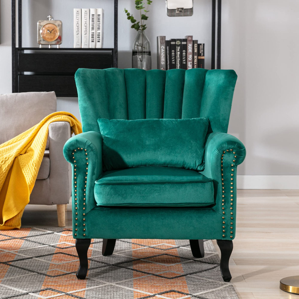 Velvet Accent Chairs Set of 2 Green Q130
