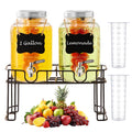 1 Gallon Glass Beverage Dispenser Set of 2 with Stand & Fruit Infuser R391
