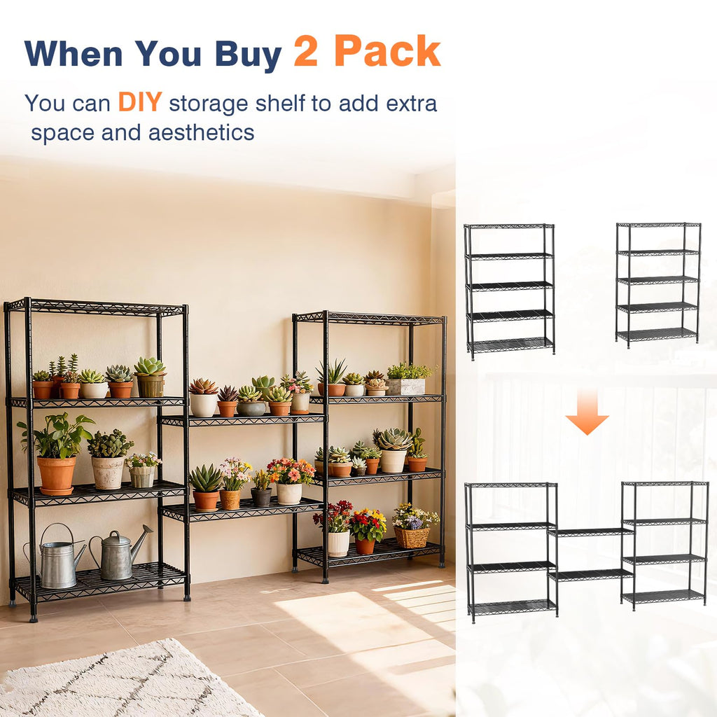 5-Tier Heavy Duty Metal Shelving Unit on Lockable Wheels K3329