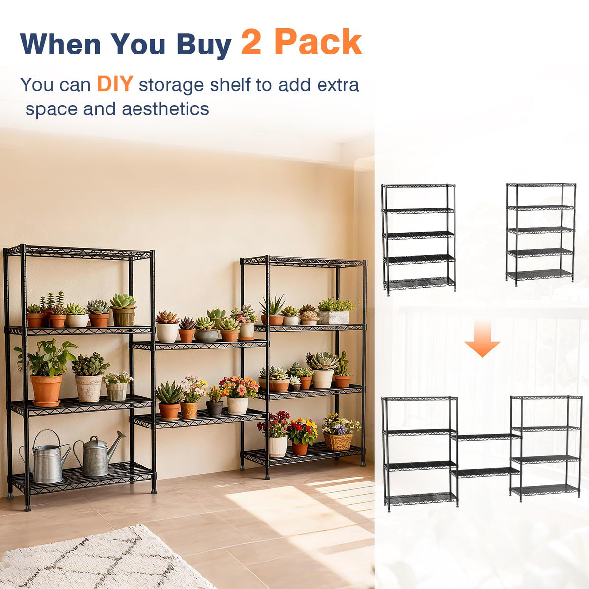 5-Tier Heavy Duty Metal Shelving Unit on Lockable Wheels K3329