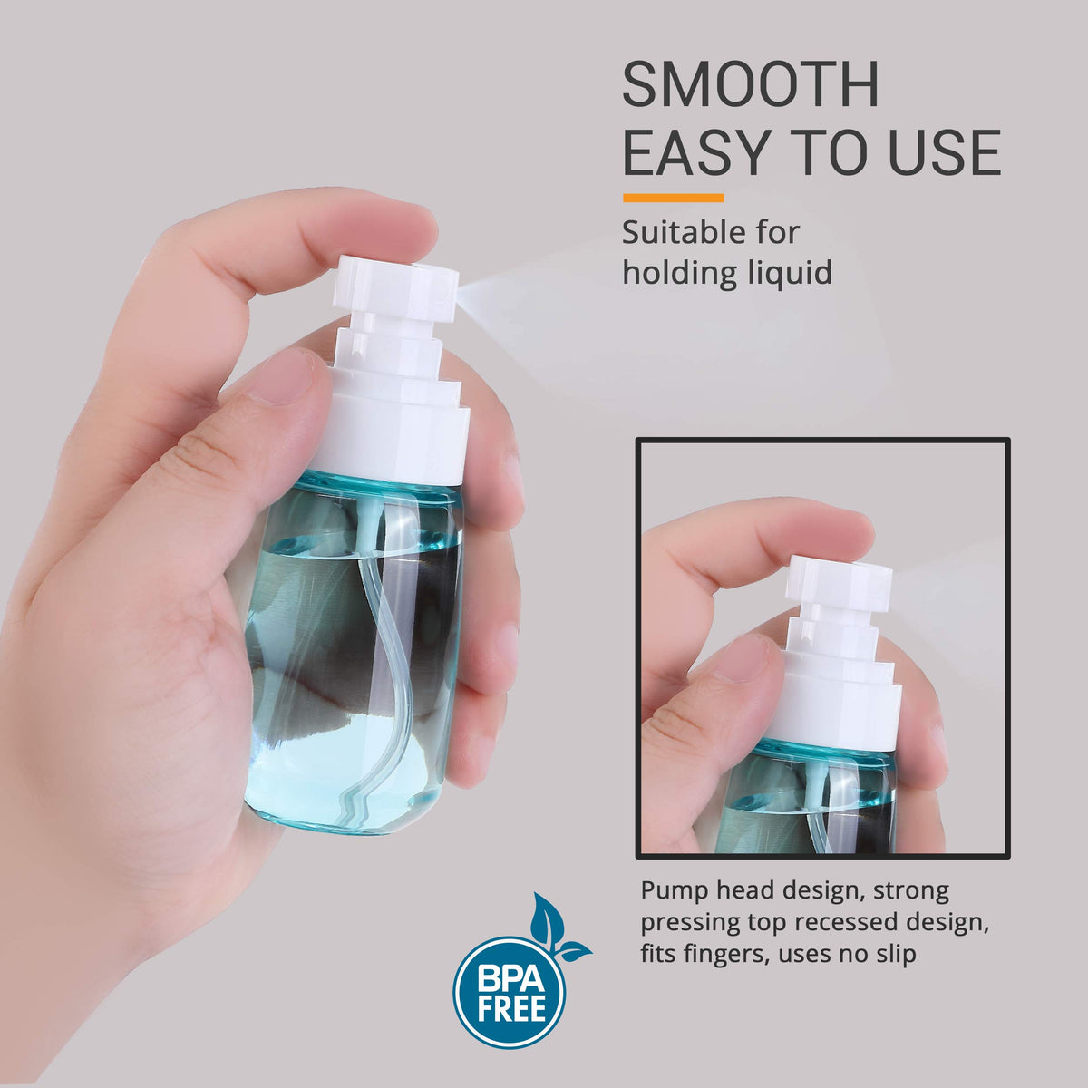 2 Pack Small Travel Spray Bottle 2oz/60ml H105