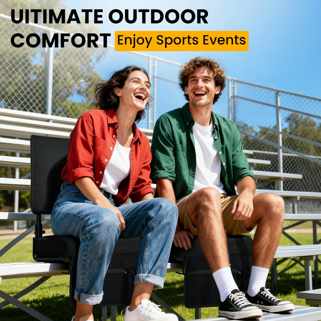 2Pcs Extra Thick Portable Stadium Seat Cushion with Zipper H9493