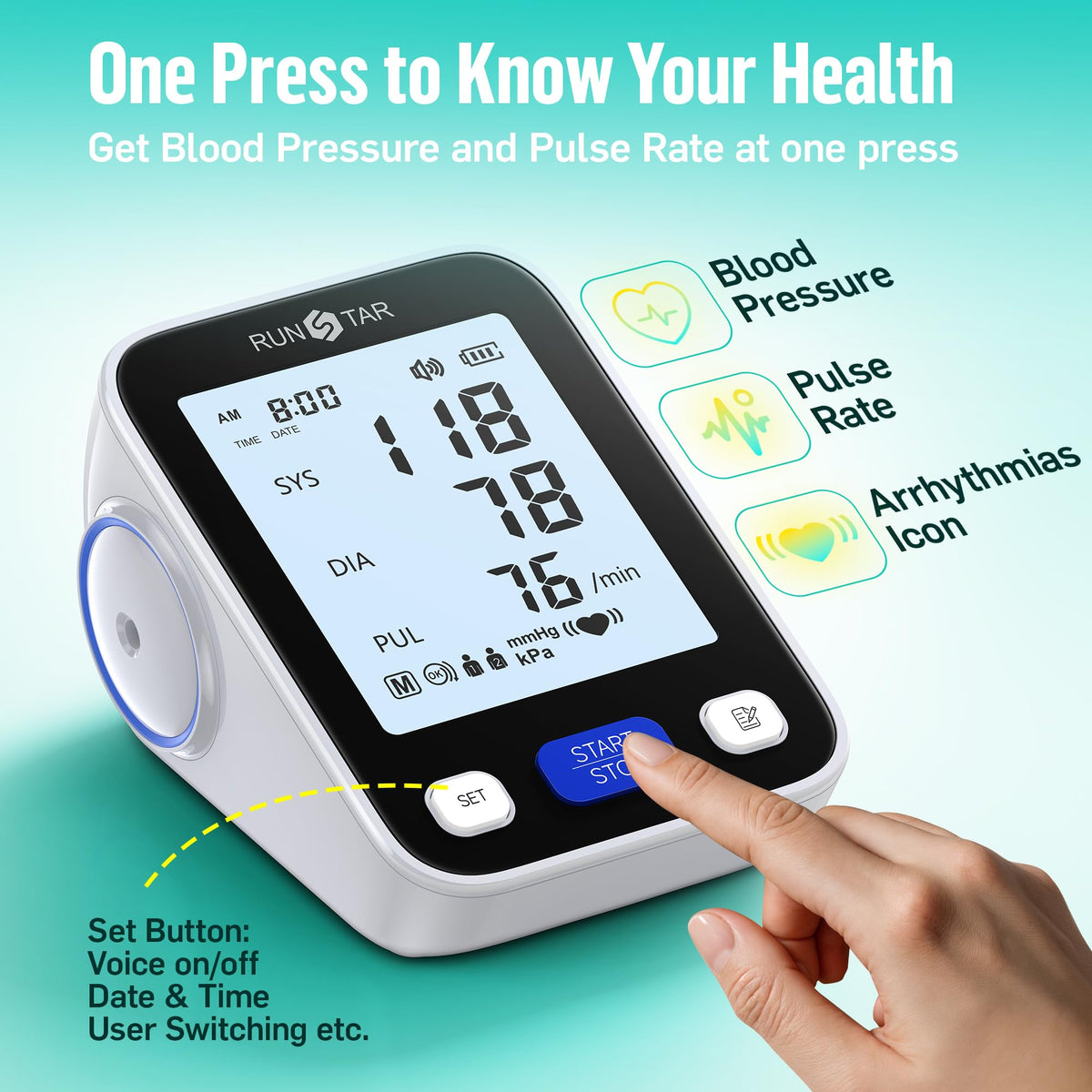 Upper Arm Blood Pressure Monitor with Wide Range Cuff M130153
