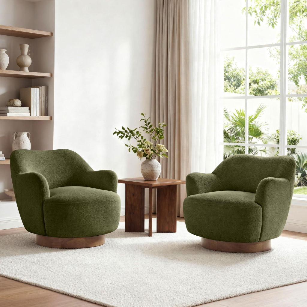 Green Swivel Accent Chair Set of 2 D5239