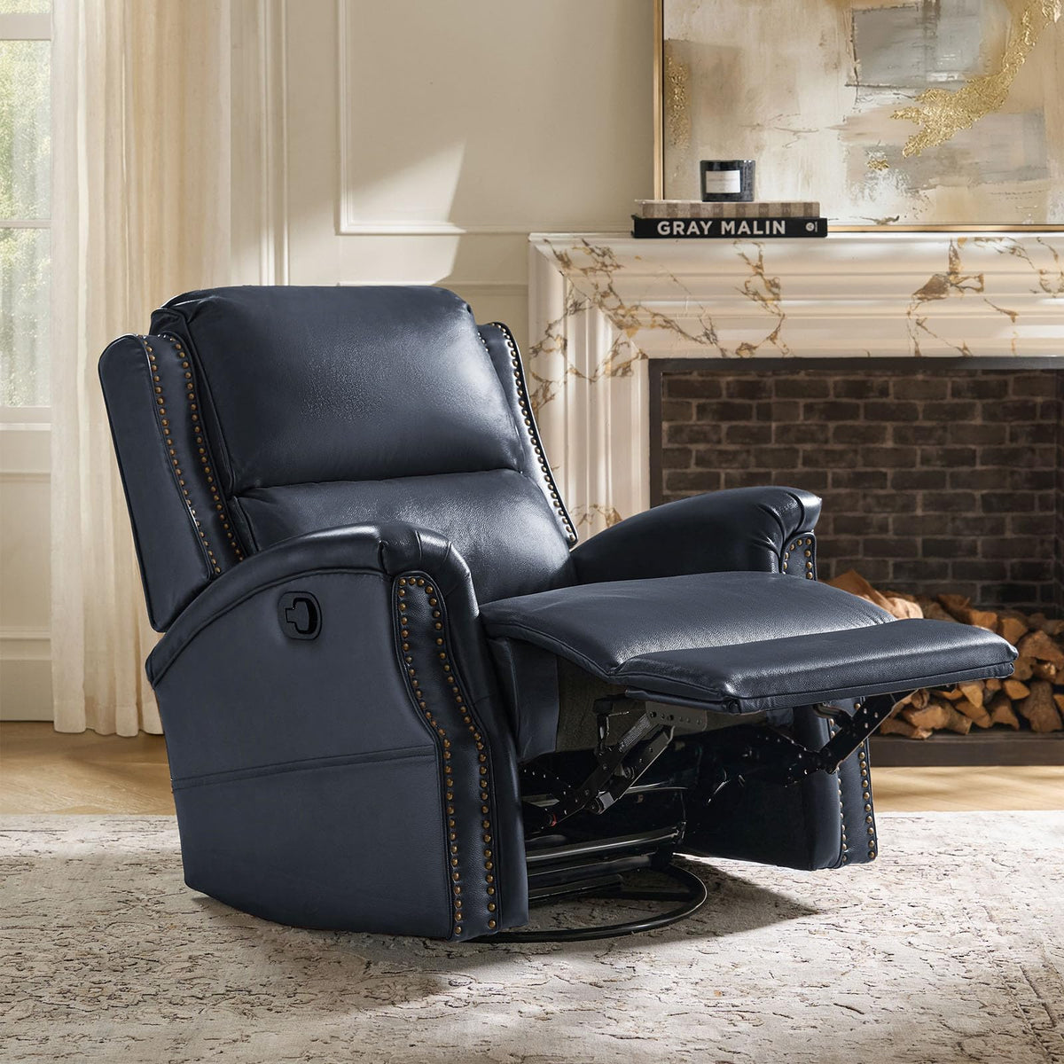 Navy Swivel Rocking Recliner X278