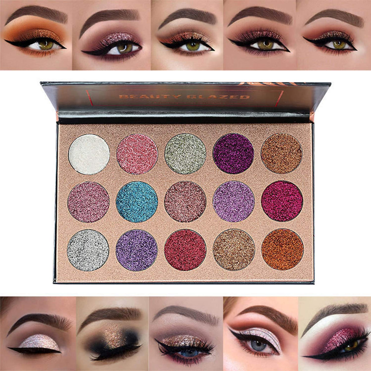 15 Colors Glitter Shimmer Eyeshadow Palette X7436