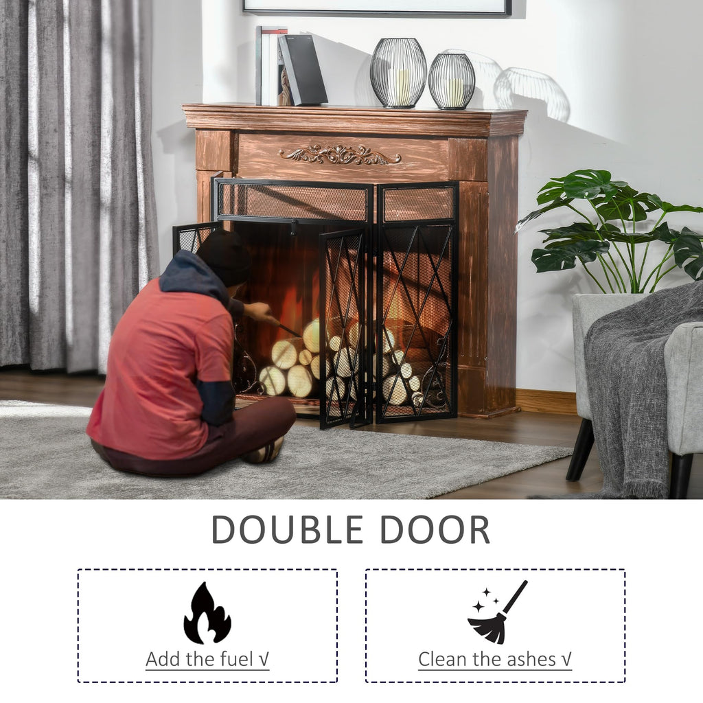 Folding Fireplace Screen Heavy Duty Black E537