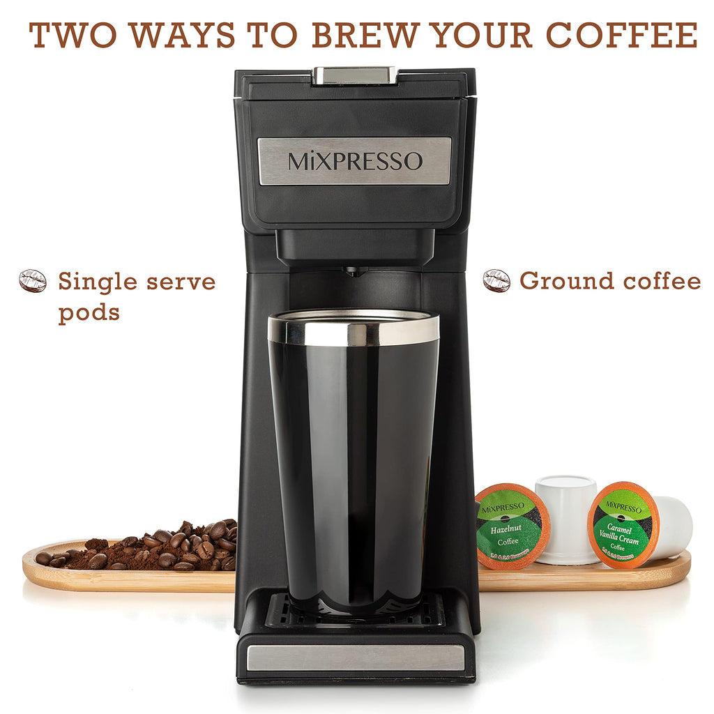 Single Serve Coffee Maker with 14oz Travel Mug & Reusable Filter B2260