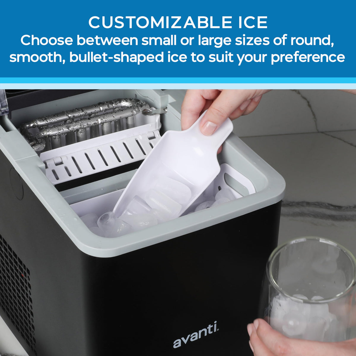 Black Countertop Ice Maker with Scoop S315