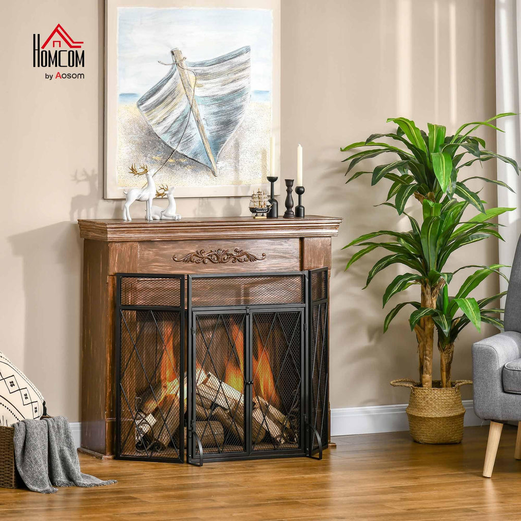 Folding Fireplace Screen Heavy Duty Black E537