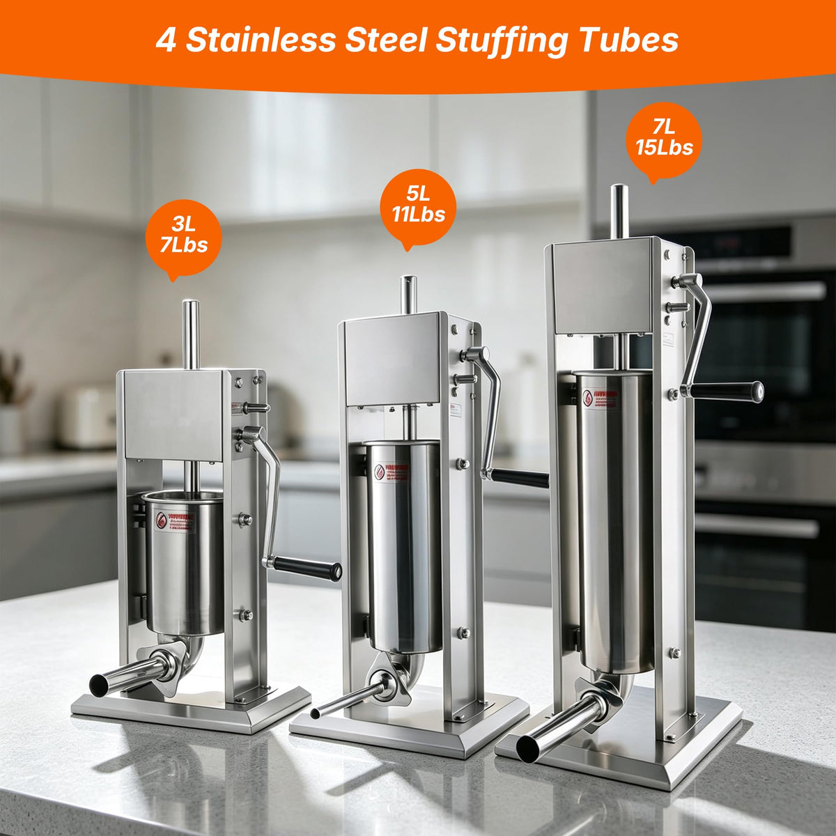 Stainless Steel Vertical Sausage Stuffer 15Lb Y79325