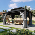 10x14 FT Hardtop Gazebo with Galvanized Steel Double Roof and Aluminum Frame B879