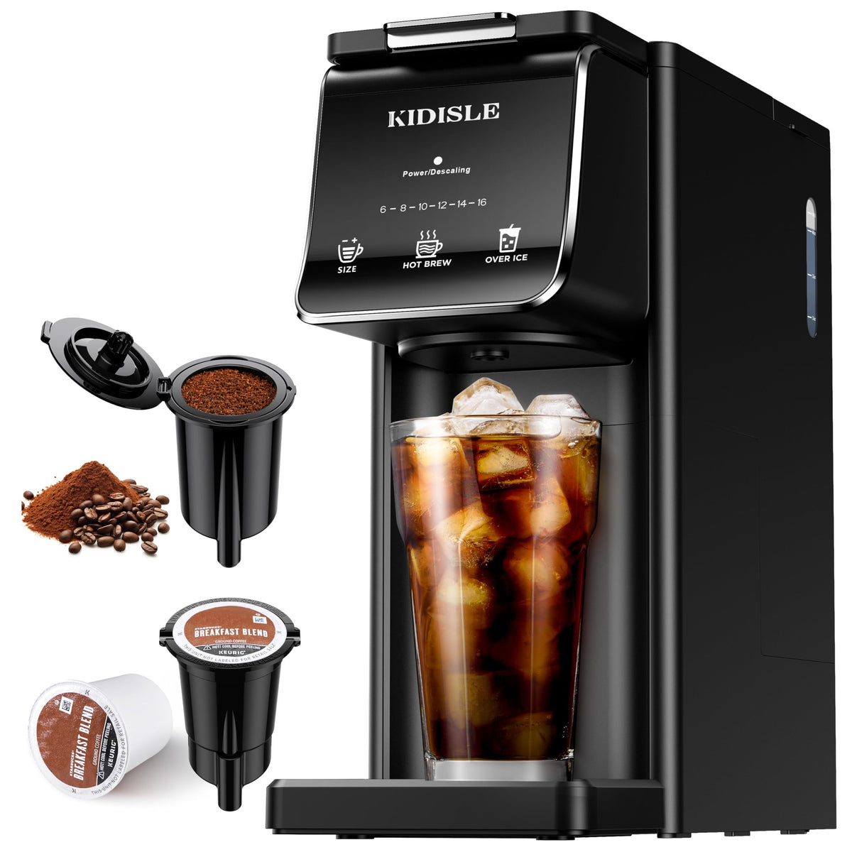 Black Single Serve Coffee Maker with 40oz Water Tank S39350