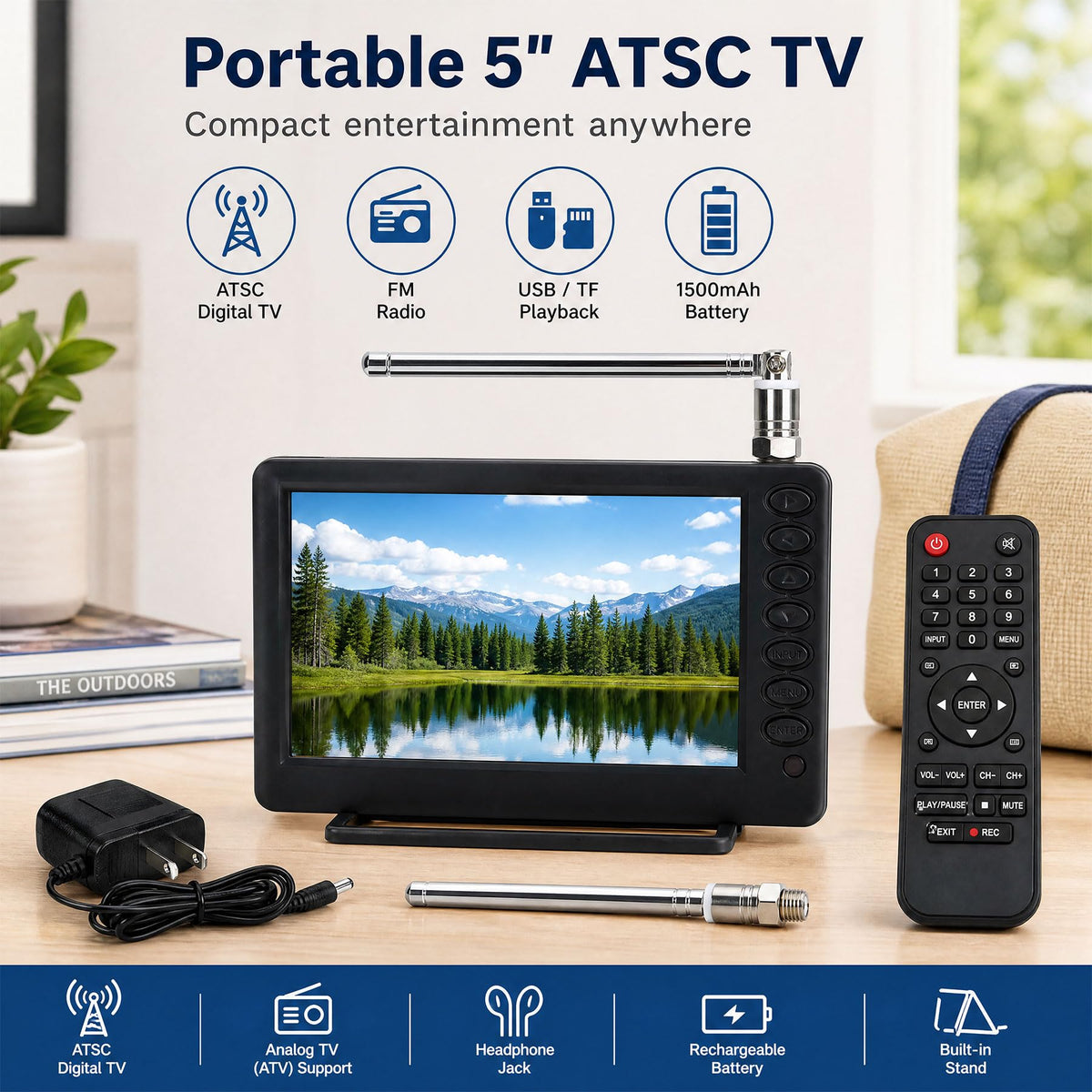 Portable 5" Digital TV with FM Radio Y54996