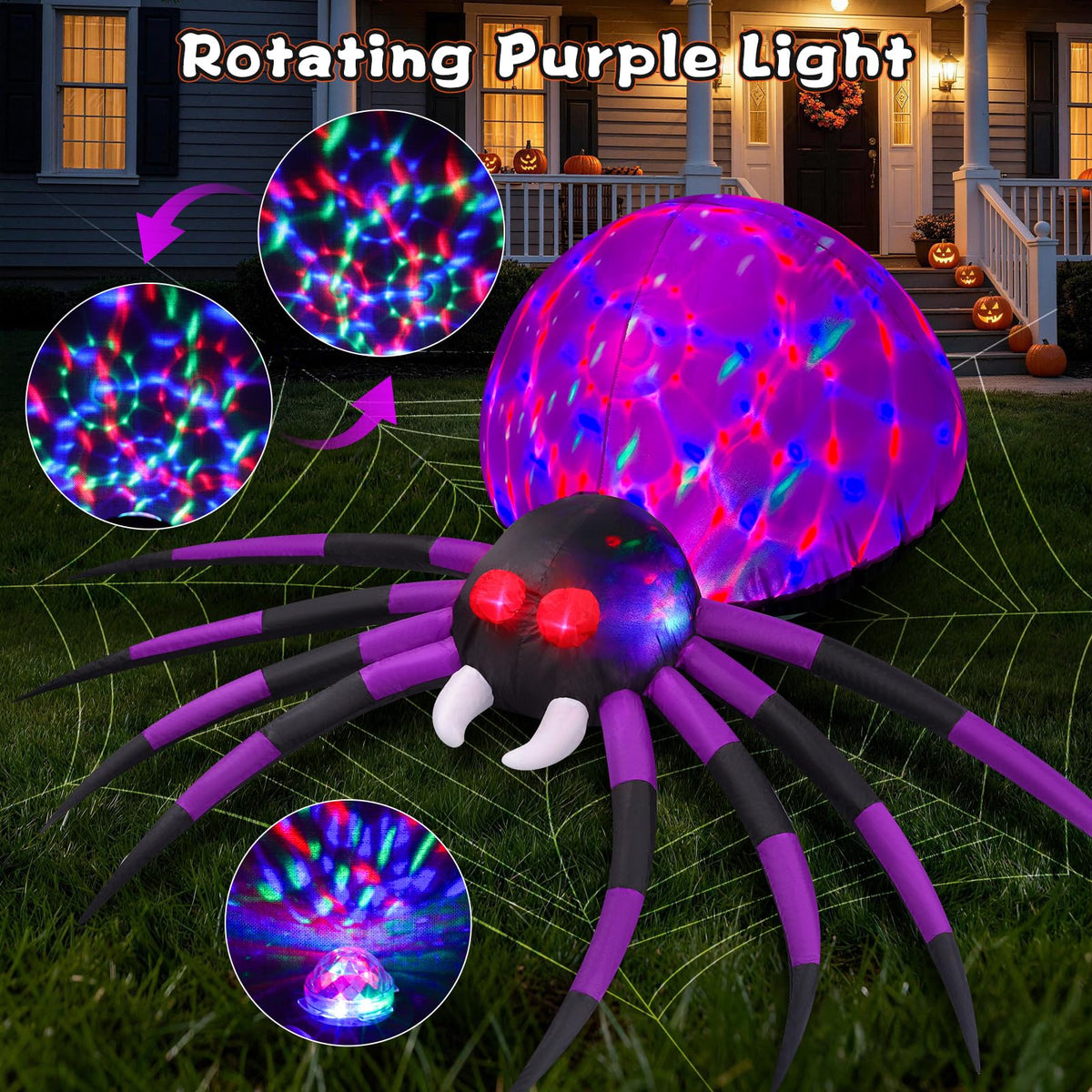 6 FT Inflatable Spider Outdoor Decoration with LED Lights P79835