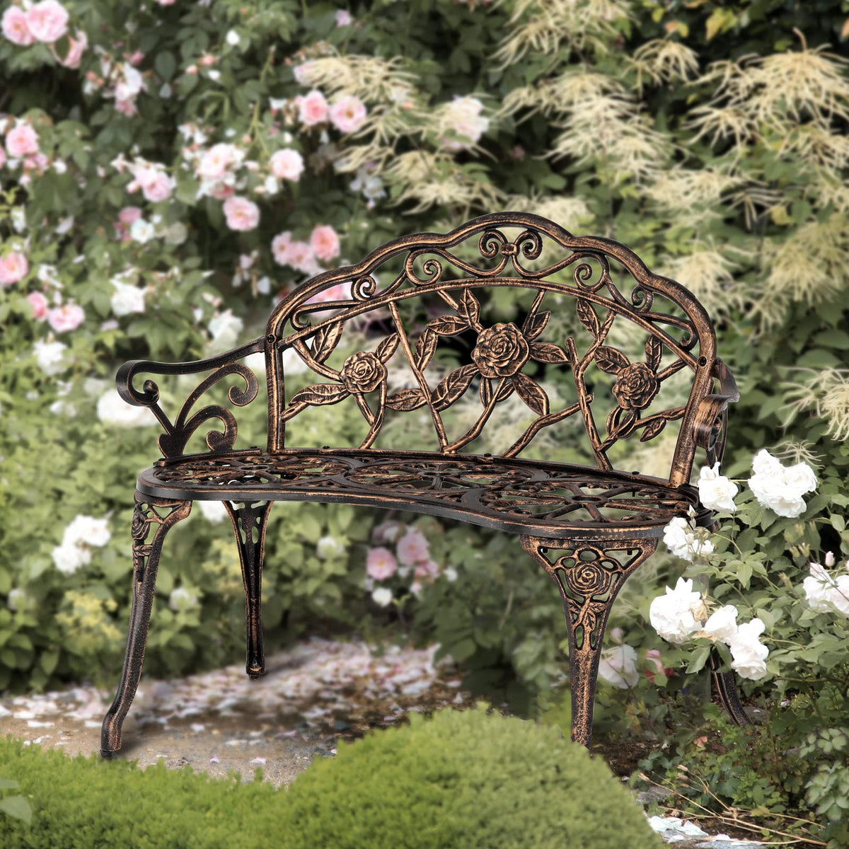 2 Seater Cast Iron Cast Aluminium Garden Bench W421