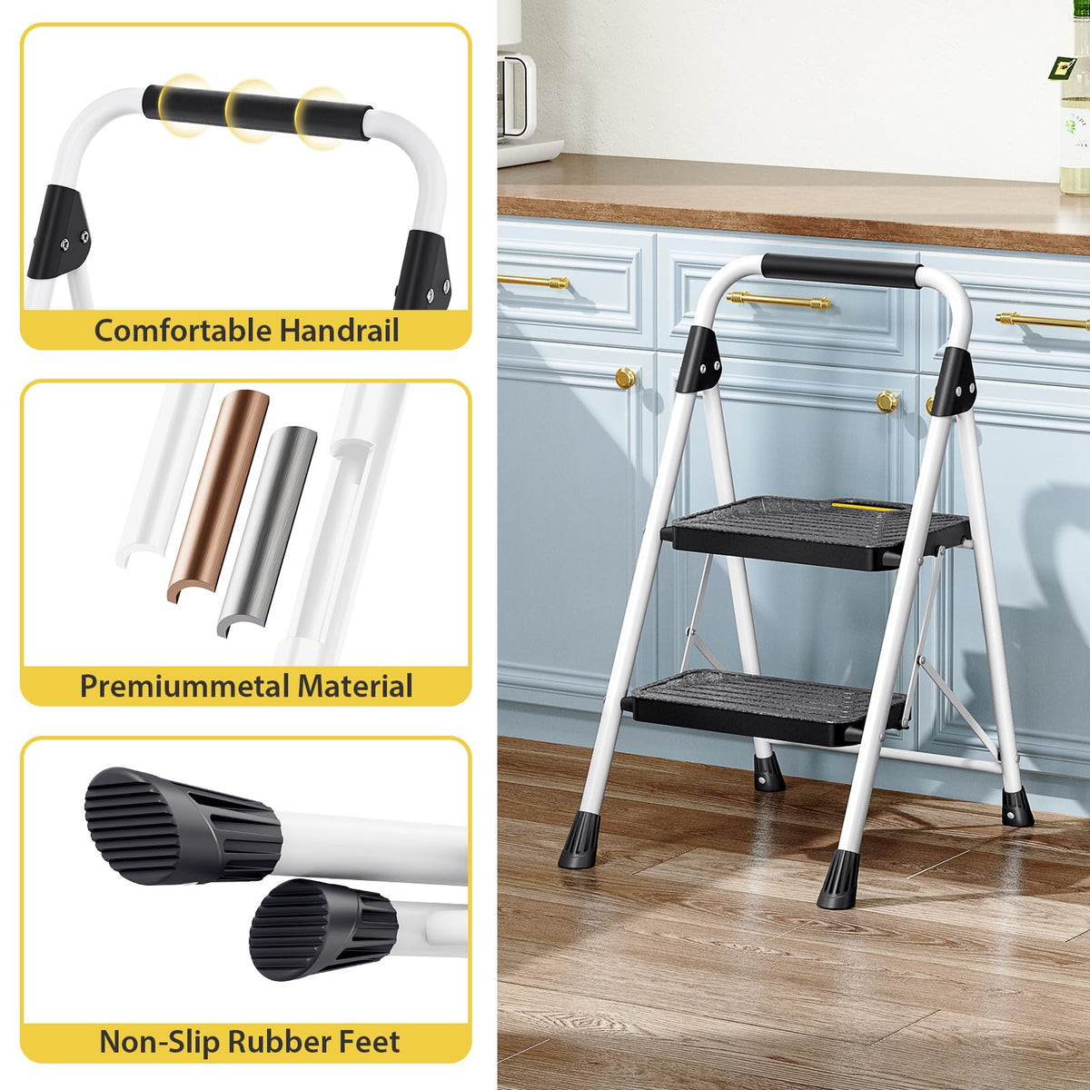 2 Step Folding Step Stool White G7512