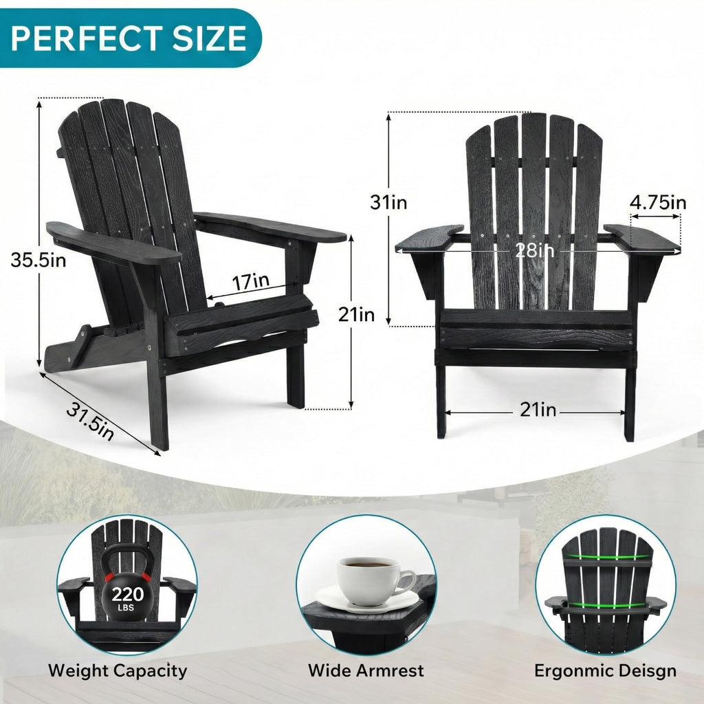 Folding Solid Cedar Wood Adirondack Chair P803