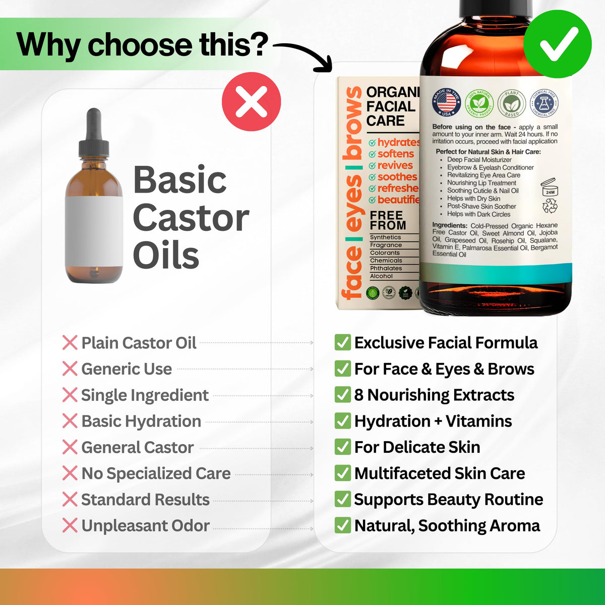 Organic Castor Oil with Jojoba Rosehip Grapeseed Squalane Vitamin E 1oz Y89678