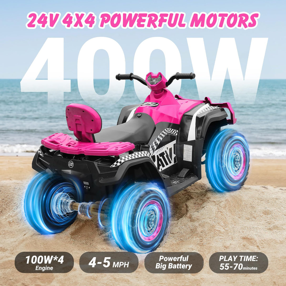 24V 2 Seater 4WD Off-Road Ride on ATV B5665