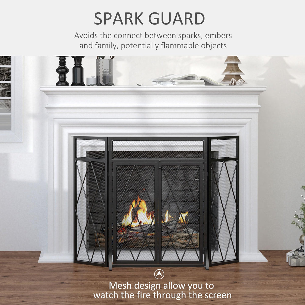 Folding Fireplace Screen Heavy Duty Black E537