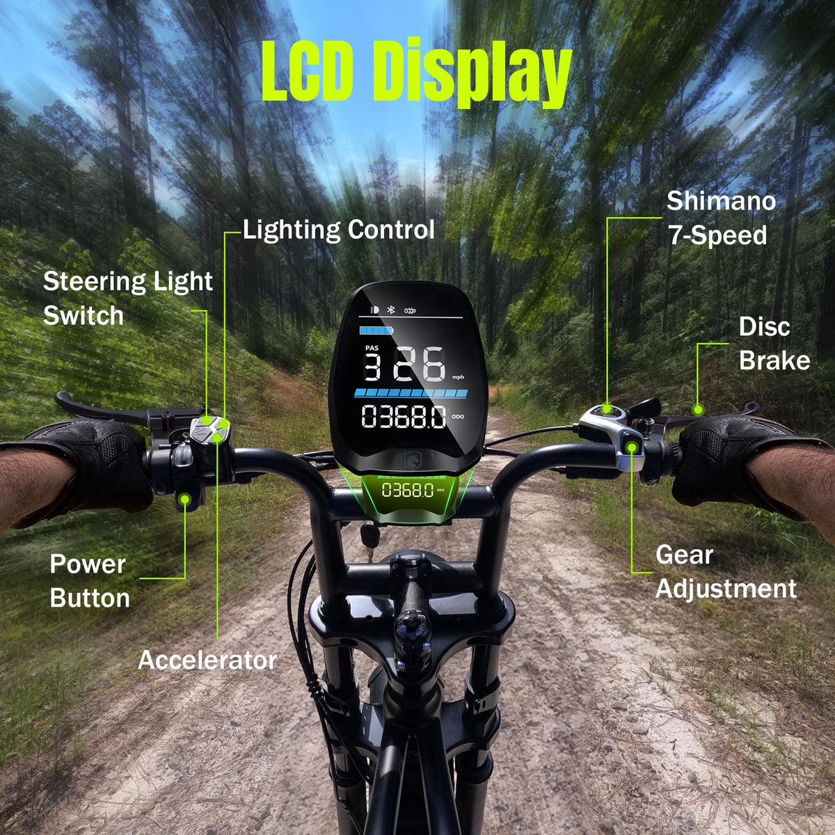 Electric Bike 48V 15Ah Battery 1500W Peak Motor 20 4.0 Fat Tire W39894