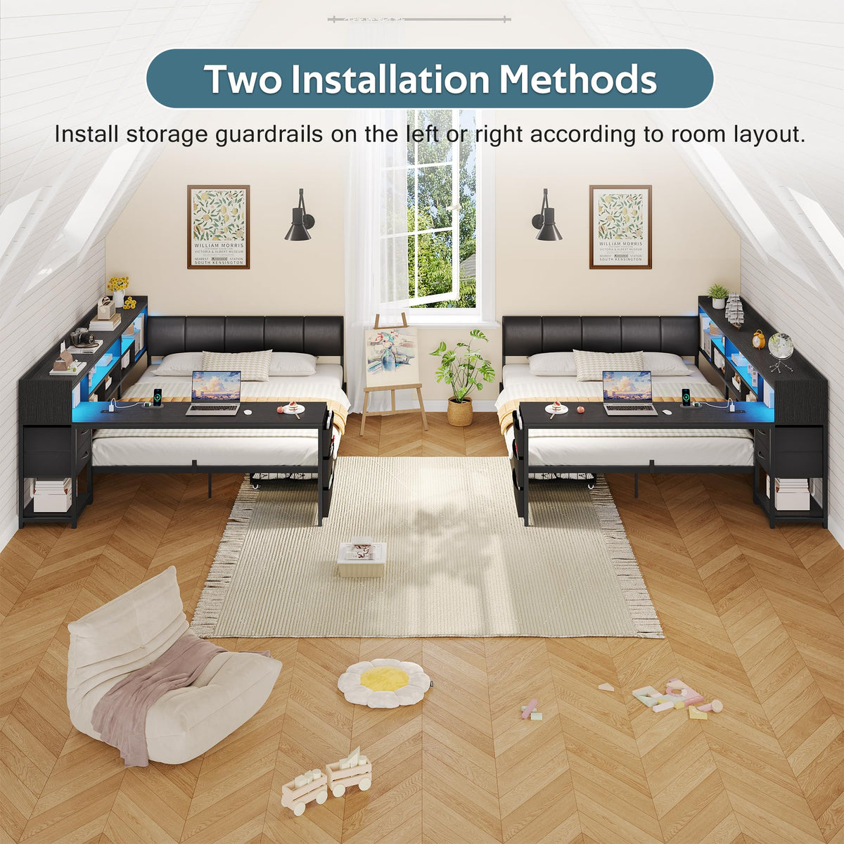 Corner Bed with Storage and Desk N6564