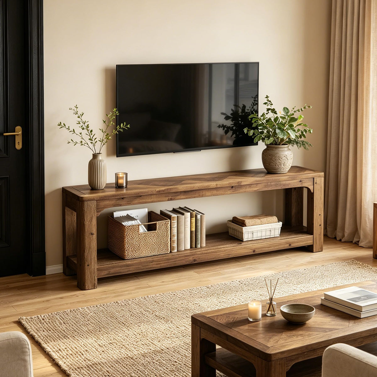 63" Solid Wood TV Stand E2974