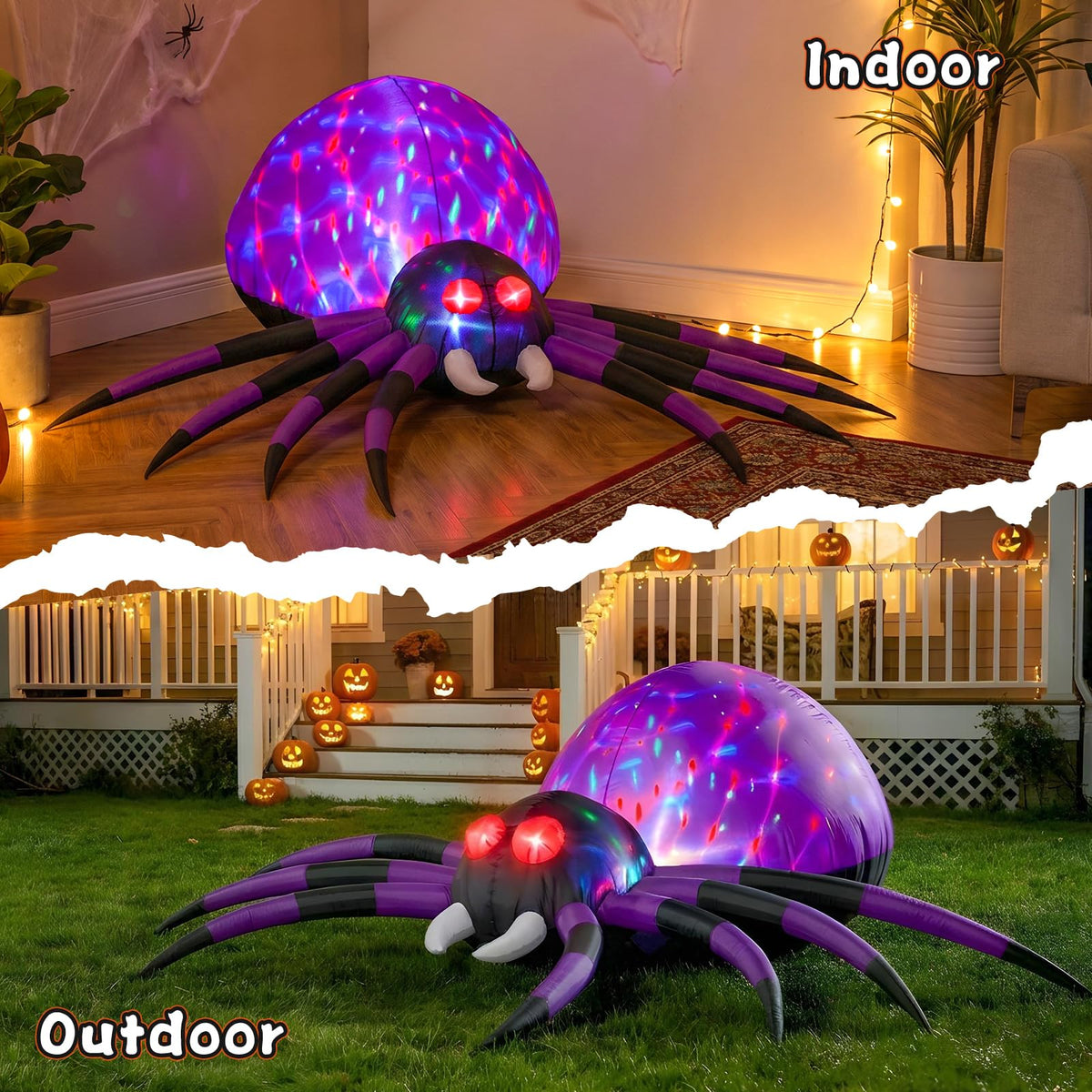 6 FT Inflatable Spider Outdoor Decoration with LED Lights P79835
