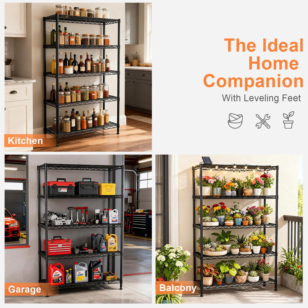 5-Tier Heavy Duty Metal Shelving Unit on Lockable Wheels K3329