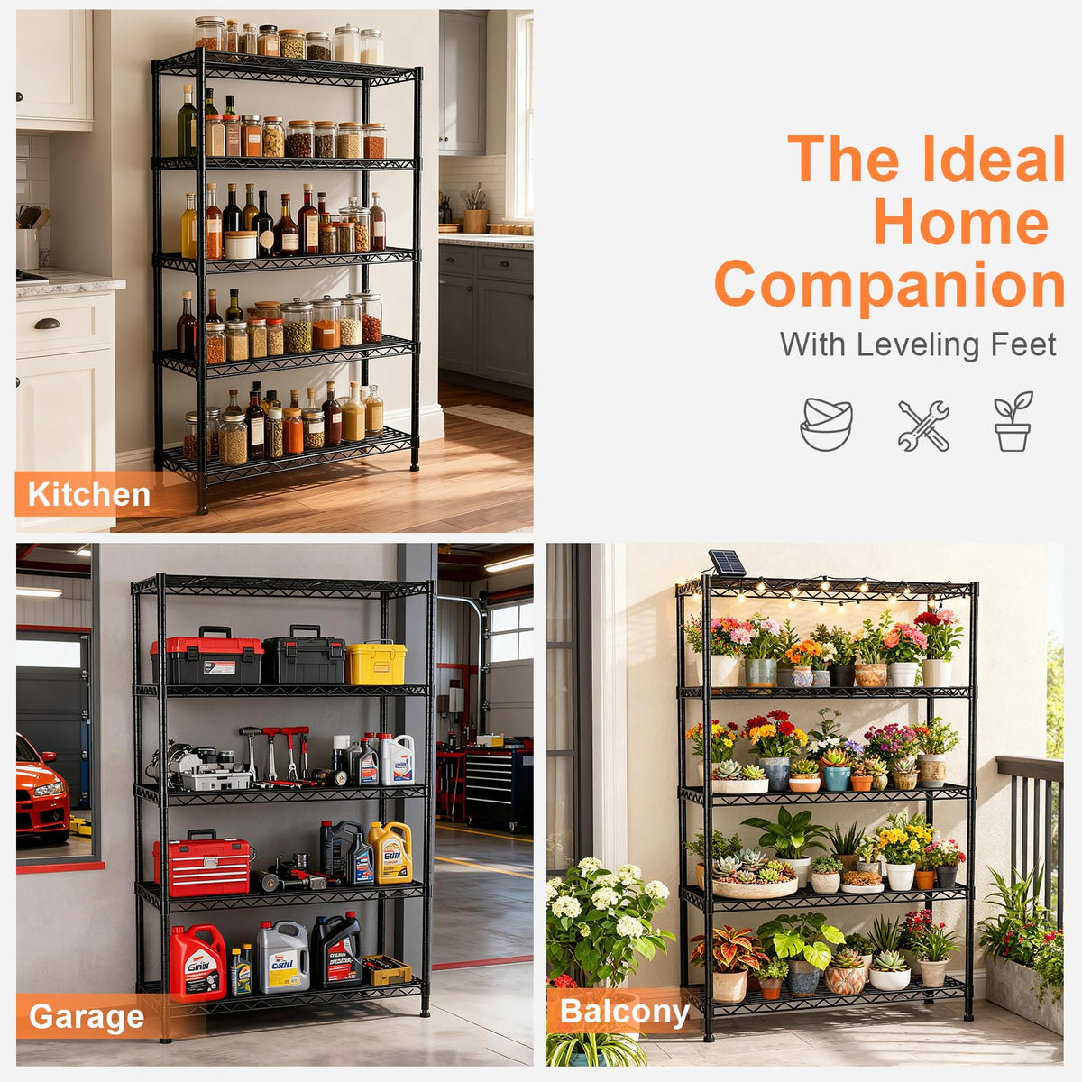 5-Tier Heavy Duty Metal Shelving Unit on Lockable Wheels K3329