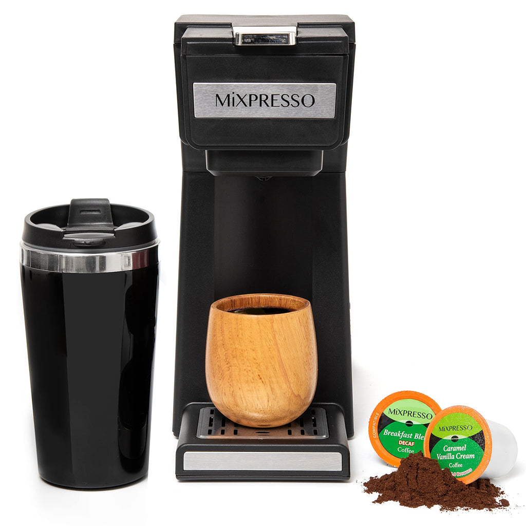 Single Serve Coffee Maker with 14oz Travel Mug & Reusable Filter B2260