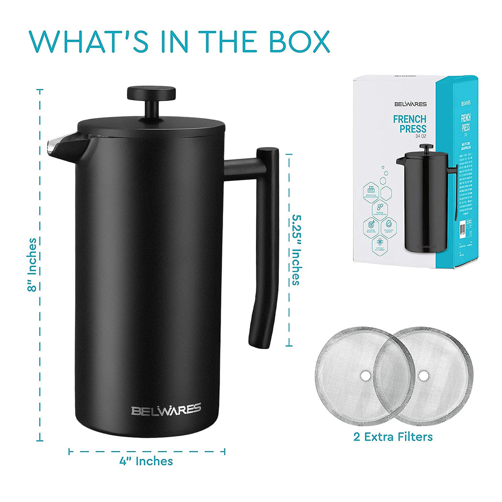 34oz Insulated Stainless Steel French Press M6964