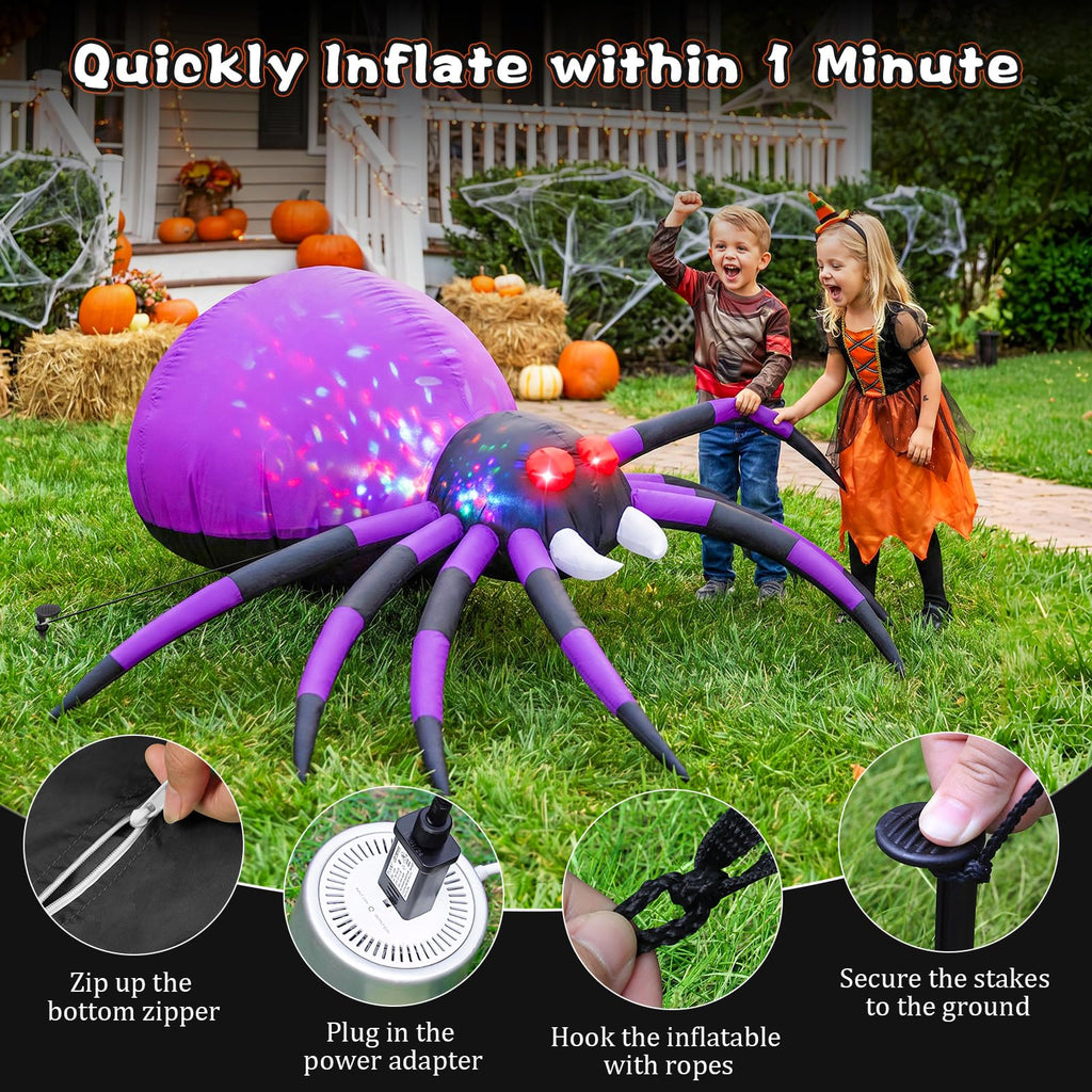 6 FT Inflatable Spider Outdoor Decoration with LED Lights P79835