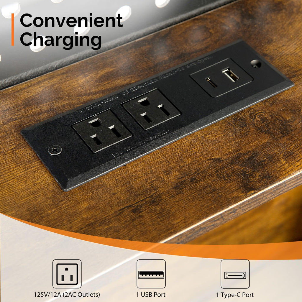 14 Inch Full Floating Bed Frame with USB Charging Station and LED Lights D234